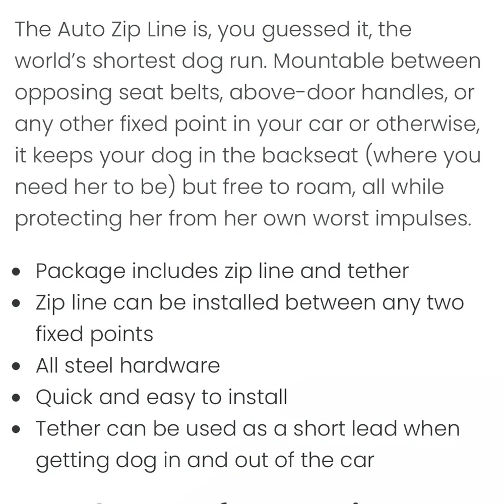 Kurgo Auto Zip Line with Leash for Dogs